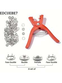 EDCUEBE7 100 sets Kit de instalación multiusos de 5 garras con botones a presión sin costuras y alicates de mano - Herramienta de fijación de botones a presión simple y eficiente (color aleatorio) - Combinación recomendada - Ver 11