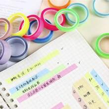 5 Rolls Highlighter Tape, Fluorescent Self-Adhesive Labels, Transparent PET Tape, Neon Round Index Tabs - Ideal For Students, Reading, Learning, Home, Office, School Use, Safely Removable - Multicolor - View 10