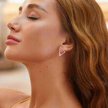 BAMOER 925 Sterling Silver Small Triangle Hoop Earrings Geometric Hoop Earrings Hypoallergenic Earrings Suitable For Women And Girls - Silver - View 3