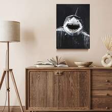 1pc Vintage Canvas Wall Art Print - Great White Shark Posters, Black Background Wall Decor, Retro Home Decoration For Living Room & Bedroom, Unframed Wall Arts, A Perfect Gift Choice For Friends - Great White Shark - View 12