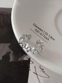 1pc Minimalist Chic Petite Geometric Asymmetrical Unique Design High-End Everyday Commute Versatile Fashion Copper Open Ring For Women - Silver - View 4