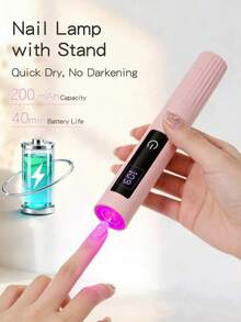 Rechargeable Handheld UV Light Therapy Device, Mini Portable Wireless Nail Lamp With LCD Display, 200mAh Battery, 2 Timer Settings, Fast Curing Gel, Single-Line Lamp Holder Combo Set 200mAh - Multicolor - View 6