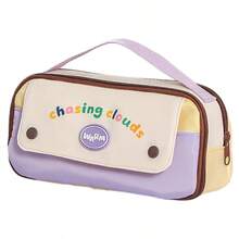 1pc Dopamine Contrast Color Portable Pencil Case, Large Capacity Stationery Bag, Unique Cute Pencil Box, Magnetic Snap Closure, Front Drawstring Design, Suitable For Elementary Students, Teenagers And Girls - Multicolor - View 13