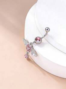 1pc Zirconia Fairy Wing Navel Piercing, European And American Fashion - Silver - View 3