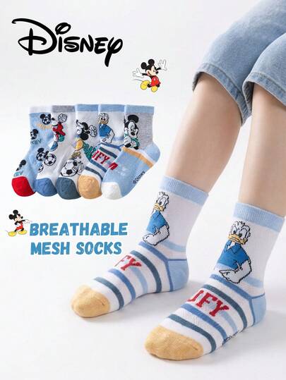  10/5 Paia di calzini in rete per bambini - Calzini estivi in rete traspiranti con motivo a calcio, Carini calzini estivi in rete per bambini, Calzini a mezza gamba a tema calcio, Stile cartone animato coreano per bambini, Calzini traspiranti per studenti, Calzini Disney