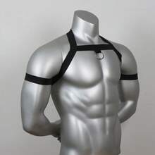 1 chiếc dây đeo ba lô nam gợi cảm, dây thun co giãn với họa tiết trang trí kiểu Anh, phụ kiện trang phục Halloween, món đồ không thể thiếu cho các bữa tiệc. - màu đen - Xem 7