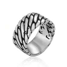 1pc US Size Personalized Fashion Stainless Steel Ring, Woven Design, Unisex Finger Ring, Gift For Dad, Mom, Colleagues, Friends - Black - View 12