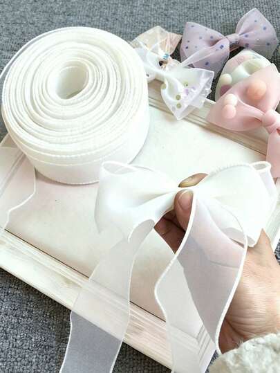 Elegant Tulle Ribbon - Smooth Texture, Wavy Fishtail Edge, Lightweight And Durable, Suitable For Wedding Bouquets, Party Decorations, Gift Wrapping And Floral Arrangements - Solid Colors (White, Pink, Purple, Burgundy) - Perfect For DIY Crafts.