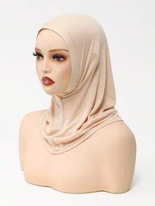 1件装女士纯色头巾内衬，穆斯林头巾，针织头巾，适合日常祈祷和外出穿着 - 彩色 - 查看 16