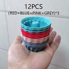 Silicone Mini Brownie Molds Non-Stick Heat Resistant Muffin Cups Reusable Baking Tools - Multicolor - View 10