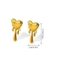 Melted Heart-Shaped Drop Earrings, With A Fashionable And Individualistic Punk Style. Perfect For Women's Parties And Daily Wear - Yellow Gold - View 12