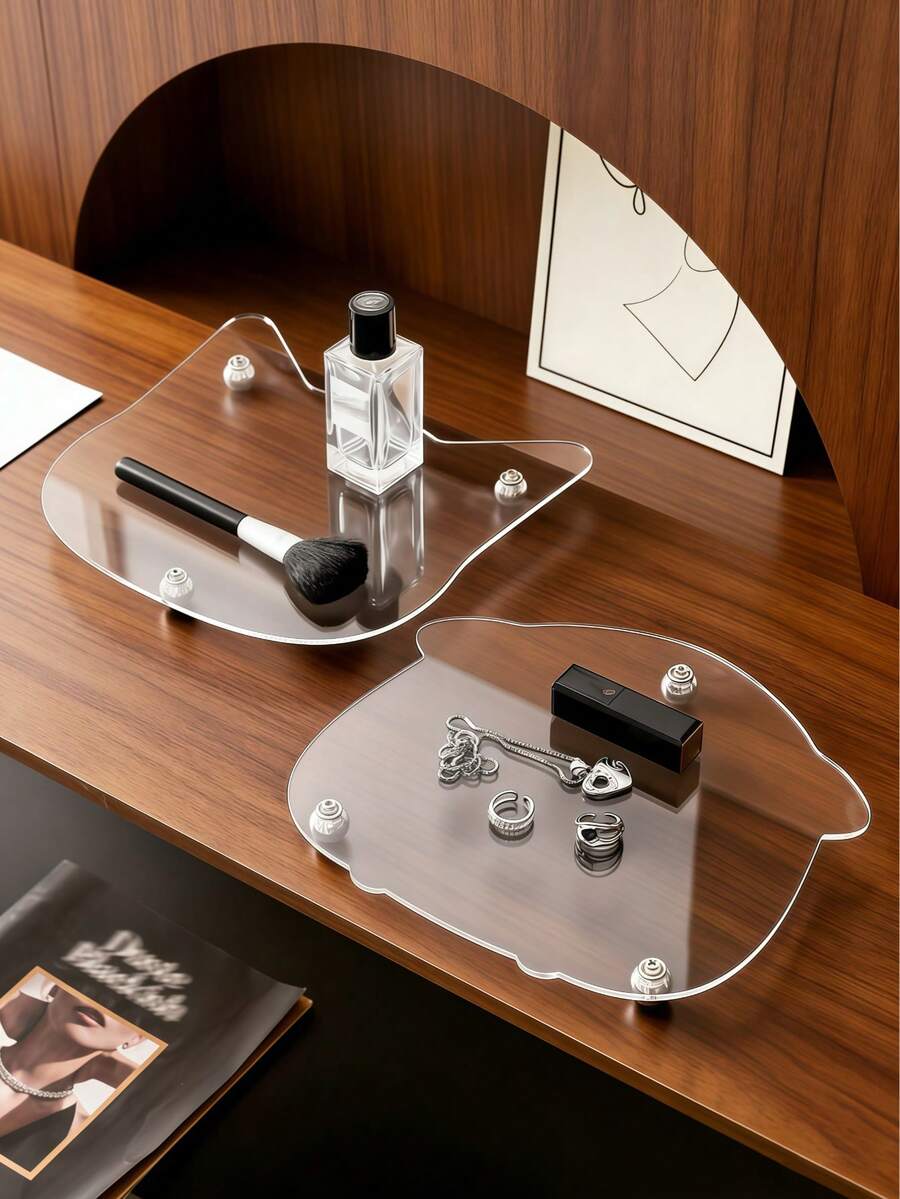 1PC Luxury Acrylic Storage Tray Silver Stud Feet Multi Shapes - View 1