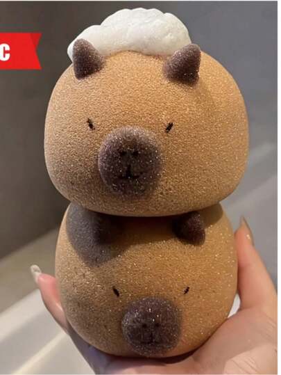 1pc Cute Capybara Bath Sponge - Soft, Gentle Exfoliating Shower Scrubber For Face & Body - Perfect Gift Idea