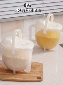 Hands-Free Rice Strainer - An Optimized Plastic Rice Washing Tool With An Ergonomic Handle And Built-In Filter Mesh, Allowing For Quick Rinsing Under Running Water. This Is A Durable Kitchen Tool Suitable For Efficient Washing And Draining Of Rice, Grains, And Beans. An Essential Kitchen Must-Have. - A - View 16