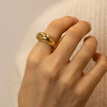 1 pieza Anillo curvo minimalista retro, joyería de moda para uso diario de parejas