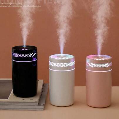 便携式加湿器，适用于汽车、办公室、卧室，250毫升迷你冷雾加湿器，带变色夜灯，超静音USB个人桌面雾化器，适合旅行植物