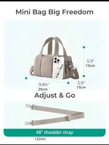 1个迷你6升绗缝斜挎单肩健身包，女士小巧可拆卸肩带，蓬松旅行包，适合健身 - 彩色 - 查看 4