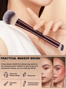 2支装化妆刷套装 高级合成毛眼影晕染刷套装 化妆品工具 - 酒紅色 - 查看 5