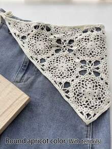 法式花卉针织头巾蕾丝叠穿半裙套装，假半裙内衬裙，显瘦叠穿单品 - 彩色 - 查看 9