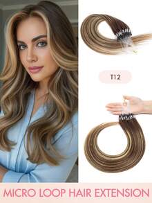 Human Hair Microlink Hair Extensions Microbead Human Hair Extensions Real Human Hair Micro Beads Fish Line Extensions Seamless Loop Hand Tied Hair Micro Loop Blonde Hair Extensions Bleach Blonde Cold Fusion Extensions For Daily - Multicolor - View 32