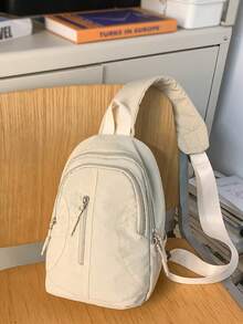 peach tree 1个男女通用尼龙休闲单肩包，轻便斜挎包，多功能日常旅行信使包，桃树图案 - 彩色 - 查看 12