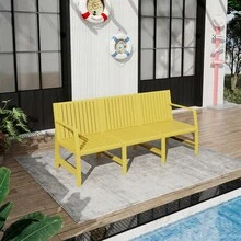 Holiday - Mueble de Interior/Exterior de 1 Pieza, Sofá de 3 Plazas, Material PP Impermeable - Conjunto de Conversación para Patio de Fácil Montaje (Marrón Albaricoque)    RR - Amarillo + Polipropileno - Ver 13