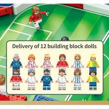 Juego de futbolín de mesa de tamaño grande de 55 cm, juego de fútbol de control manual para 2 jugadores con marcador y 12 figuras de jugadores, compatible con bloques de construcción, adecuado para juego entre padres e hijos, fiestas, ocio familiar, regalo de cumpleaños para niños y niñas - Multicolor - Ver 11