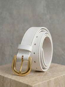 Women's Belt Set With GABI Gold Metallic Buckle In Minimalist Faux Leather - 1 White - View 1