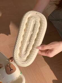 1 đôi dép lê đế dày chống trượt hình hoạt hình dễ thương bằng chất liệu EVA, kiểu dáng thời trang thường ngày, thích hợp cho mùa xuân/hè. - trắng - Xem 10