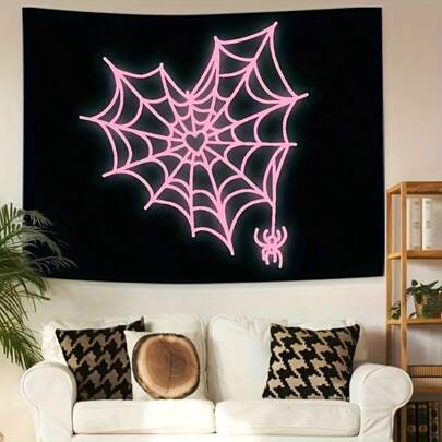 1 tấm thảm treo tường hình trái tim mạng nhện kiểu Gothic - Màu hồng trên nền tối. Chất liệu polyester chống nhăn, trang trí tường với thiết kế nghệ thuật đơn sắc đầy cuốn hút. Không khung, phù hợp cho phòng ngủ, phòng khách, văn phòng và quán cà phê. Lý tưởng để trang trí phòng khách, phòng ăn, văn phòng và phòng ngủ; hoàn hảo cho trang trí phòng nói chung, tranh treo tường và thẩm mỹ nhà cửa. Một món quà hoàn hảo cho bạn bè.