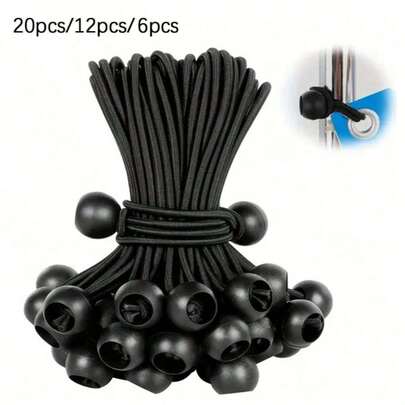 6/12/20个装弹力球形蹦极绳，带挂钩，适用于帐篷、天幕和遮阳篷