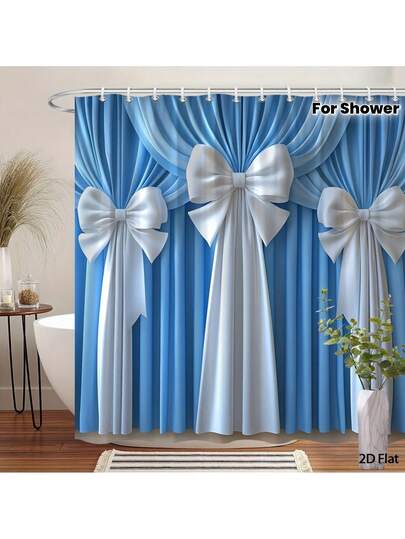 1/4 Piece Blue Butterfly Pattern Printed Waterproof Shower Curtain, Wall Hanging Tapestry, Non-Slip Bath Mat, Toilet U-Shaped Mat & Cover Set, Modern Home Bathroom Decor With 12 Hooks, Waterproof Polyester Fabric, Machine Washable, Suitable For Hotel, Apartment, Home, Great Gift For Friends And Family