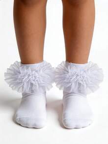 2双公主风荷叶边女童袜 - 彩色 - 查看 1