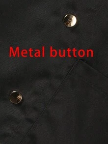 厨师服衬衫，男女通用，短袖，透气网眼后背，金属纽扣，高端透气面料，适用于酒店、餐厅、面包店、厨房等场所。 - 黑色 - 查看 4