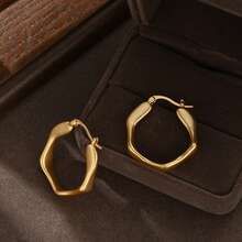 1 par de pendientes asimétricos con textura, un diseño único que muestra el encanto personal, minimalista pero a la moda, adecuado para todas las ocasiones - Multicolor - Ver 1