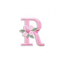 1/26pcs Computer Embroidered Flower & Colorful English Letter Patches, Sewing Applique Decoration Stickers With Adhesive Back (Multiple Colors Available) - Pink - View 13
