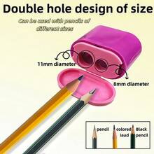 2pcs Compact Double Slot Pencil Sharpener And Eraser 2-In-1, Stationery, Gifts, Prizes, Suitable For School And Office Supplies - Multicolor - View 5