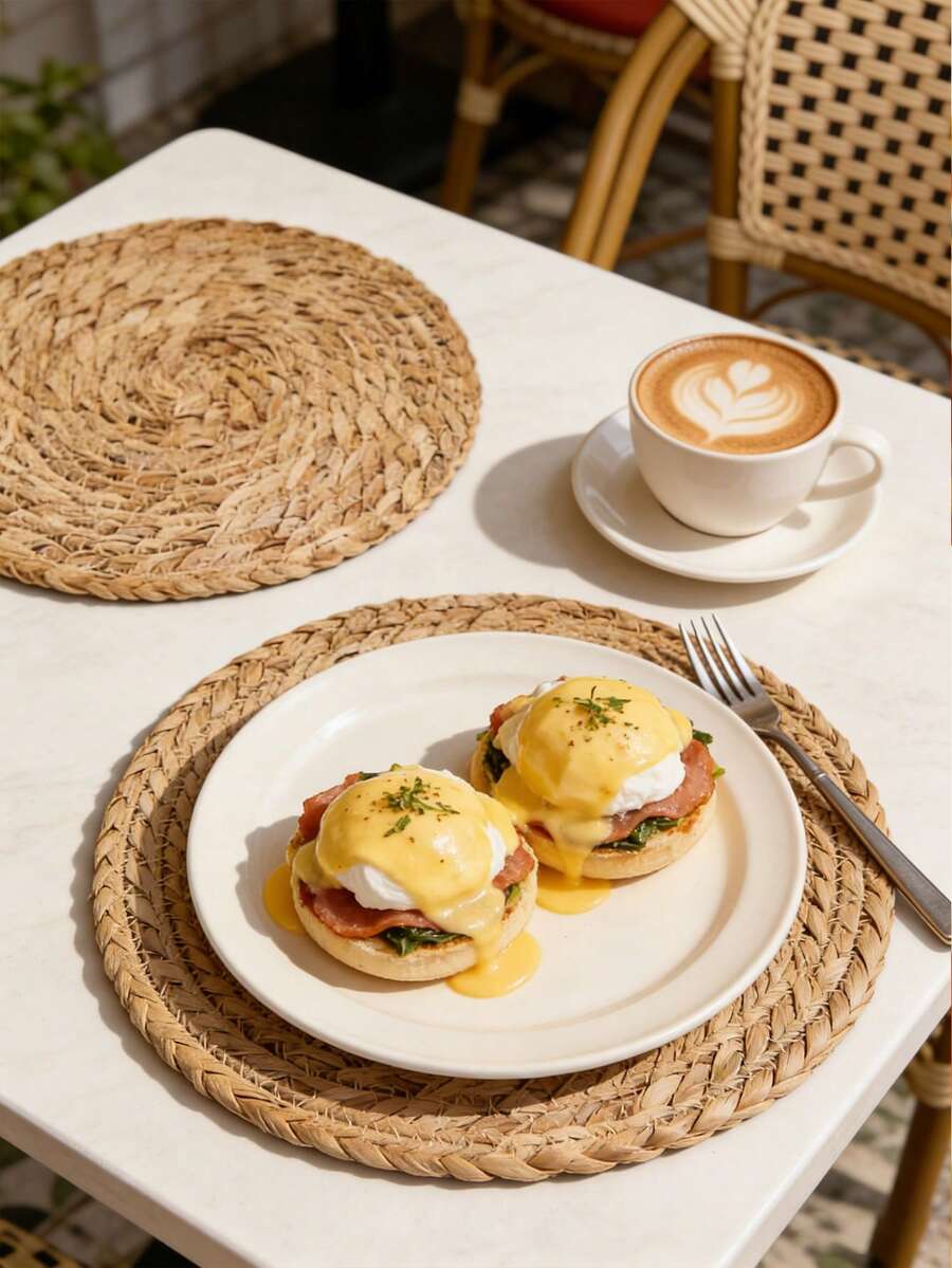 6/4/2/1件装编织餐垫，圆形藤编餐垫，天然手工编织水葫芦餐垫，农舍风柳条餐垫，耐热耐用，乡村风格柳条编织桌垫，适用于餐桌、厨房、家居装饰、婚礼、派对