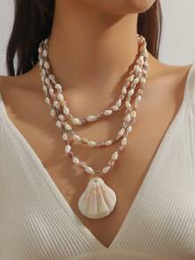 Seashell Necklace, European And American Style Vacation Elegant Necklace, Ocean Seashell Pearl High-End Necklace - Beach Seashell Pendant Necklace - View 3