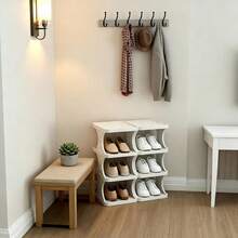 3-Tier Stackable Shoe Rack, Modular Shoe Storage Organizer, Adjustable Multi-Layer Shoe Rack, No-Bracket DIY Space-Saving Shoe Rack - Multicolor - View 5