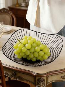 Modern Minimalist Fruit Plate/Basket, Living Room Snack Tray, Coffee Table European Style Fruit Plate - Black - View 3