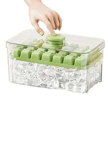 One-Click Ice Cube Tray (With Ice Scoop), Press-Type Ice Cube Maker With Lid Homemade Ice Cube Box For Home Use, Refrigerator Storage Tray--Fruit Ice Cubes, Basic Kitchen Accessory, Christmas, Thanksgiving Gift, Manual DIY Ice Cube Freedom - View 12