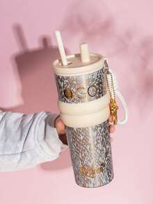 1pc Premium Insulated Beverage Tumbler, 316 Stainless Steel Material, Outdoor/Car Straw Water Bottle/Coffee Cup, Keeps Hot/Cold, Leak-Proof, Fits Car Cup Holder, Suitable For Sports, Travel And School, Great Gift For Valentine's Day, Women - Multicolor - View 12