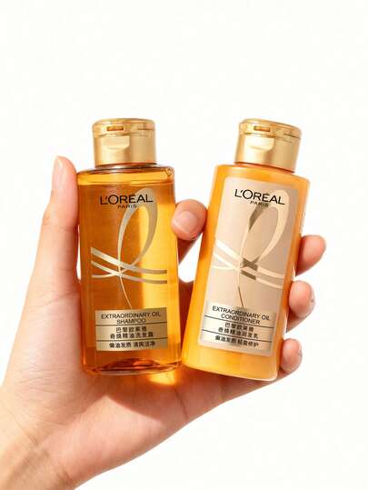 L'Oreal 旅行装洗发水+护发素组合。柔顺套装。改善毛躁。增加蓬松度和弹性。打造丰盈蓬松的发根。控油清爽。