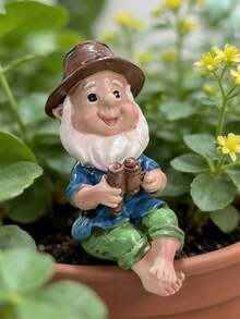 Hand-Painted Resin Dwarf Fisherman Decorative Figurine, Suitable For Outdoor Garden, Micro Landscape, Potted Plants, Aquarium, Desktop, Indoor And Outdoor Decor - A - View 14