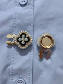2pcs Button Cover For Shirt Flower Cufflinks Covers Flower Sleeve Button Clip On Button For Dress Wedding Tux Decoration Button Clothing Accessories Gifts - A - View 6