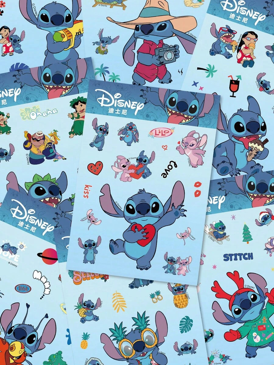 Disney 8张莉萝与史迪奇卡通贴纸，防水PVC卡通装饰贴纸，适用于行李箱、吉他、水瓶、手机壳、笔记本电脑、礼品等。 - 莉蘿與史迪奇 - 查看 1