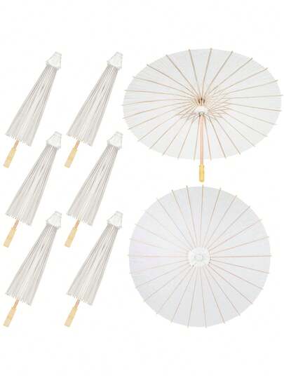 白色纸伞，节日婚礼装饰及配件纸伞，欧式婚礼装饰阳伞，手工传统新娘伞，适用于各种节日派对/新娘婚礼装饰、新娘房装饰、伴娘装饰、婚礼礼物、婚礼摄影道具