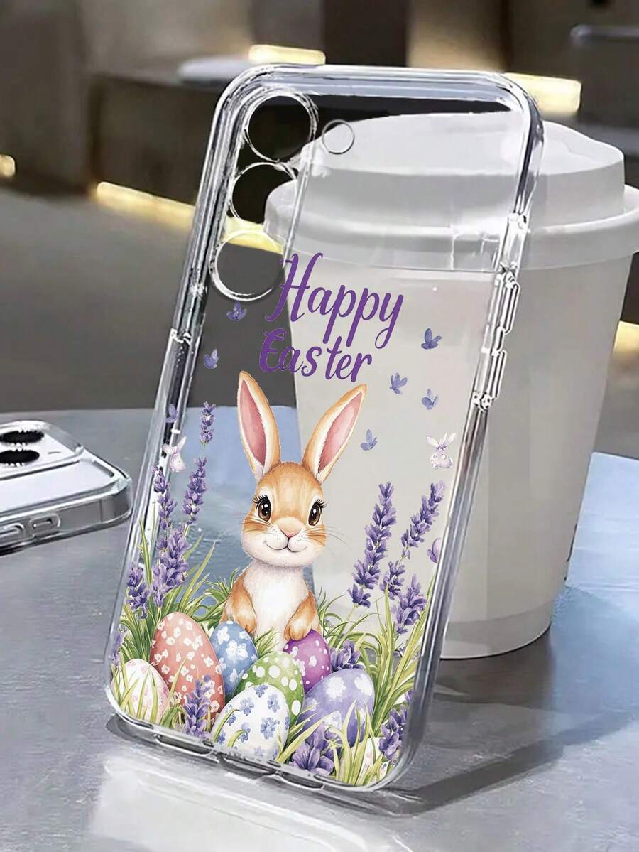 可爱卡通兔子彩绘透明简约时尚防震手机壳，兼容 17/17Pro/17ProMax、16/11/16Pro/16Plus/16ProMax/16E/15ProMax/13/14/12/XS/XR/7G/8P、Galaxy S25/S25Plus/S25 Ultra、A16/A36/A26/A56/A50/A12/A32，国际版，非国内版 - 彩色 - 查看 1