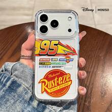 Miniso 1pcs Disney Pixar Cars 95 Lightning McQueen Rust-Eze Racing Decal Design Phone Case Suitable For IPhone 17/17 Pro/17 Pro Max/17 Air/16/15/14/13/12/11/X Series Iphone 17 Pro Max Case Iphone 17 Pro Case Iphone 17 Case Stocking Stuffers The Girlfriend - 透明的 - 查看 2